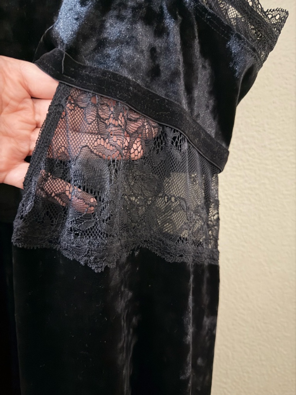 NWT Torrid Velour Lace Maxi Slip Dress Black Crushed Velvet Lingerie Nightgown 1 - Picture 11 of 13